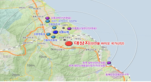 강릉 천연물 바이오 국가산업단지 위치도