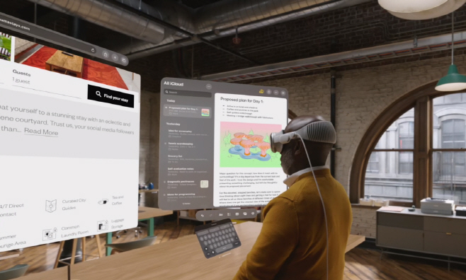 애플 MR 헤드셋 착용