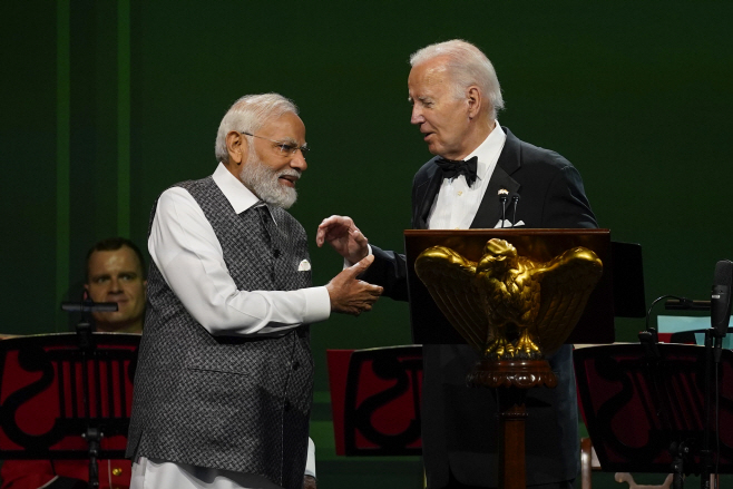 US India State Dinner <YONHAP NO-1615> (AP)