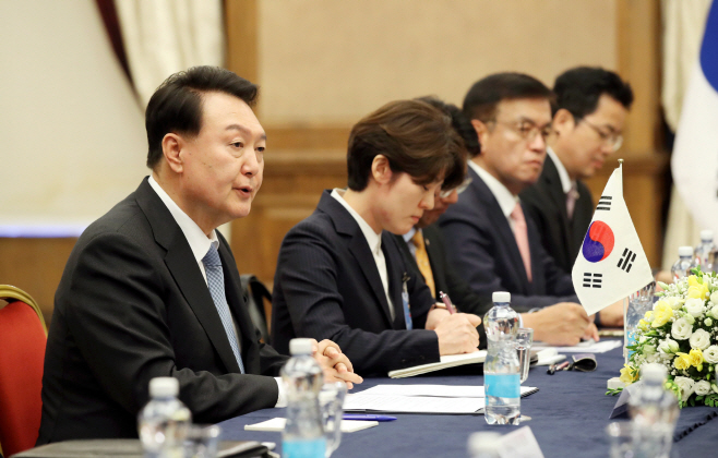 한일 정상회담에서 발언하는 윤석열 대통령