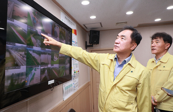 정장선 평택시장, 호우경보 발령 재난상황 진두지휘