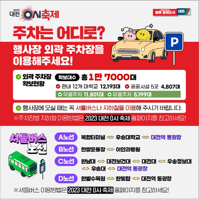2. 대전 0시 축제, 관광객 방문 대비 1만 7000대 주차공간 확보