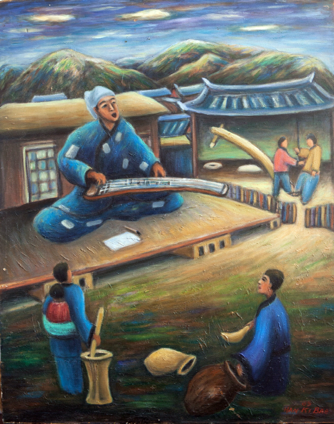배한기_백결선생과 방아타령.90.9x72.7cm.캔버스에 유채.1985