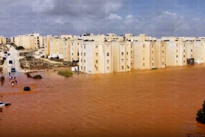 폭풍우로 리비아 동부 도심서 발생한 홍수