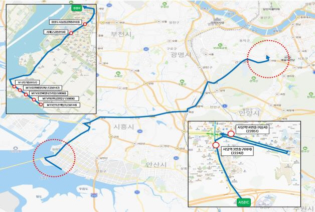 경기 시흥시 광역콜버스 시범사업 노선도
