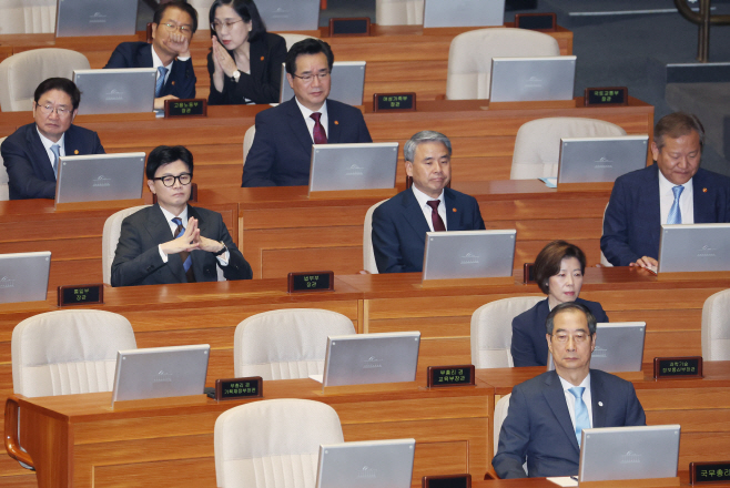 본회의 출석한 한덕수 총리