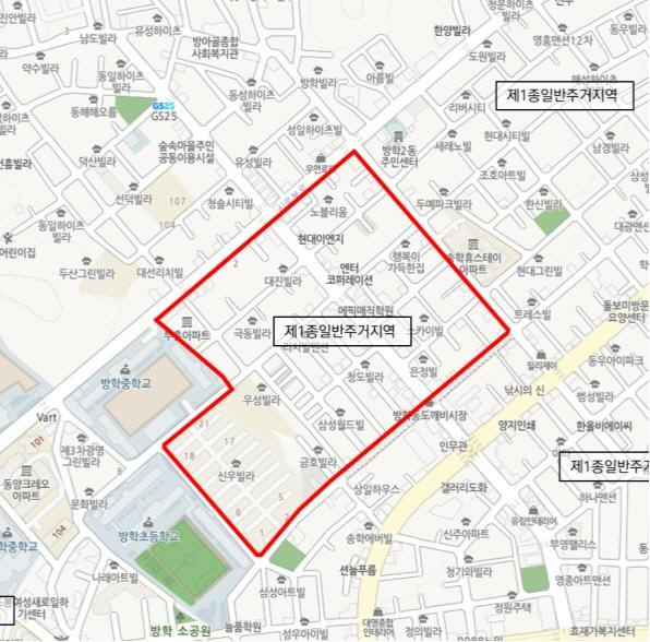 모아타운 대상지로 선정된 도봉구 방학동 618번지 일대