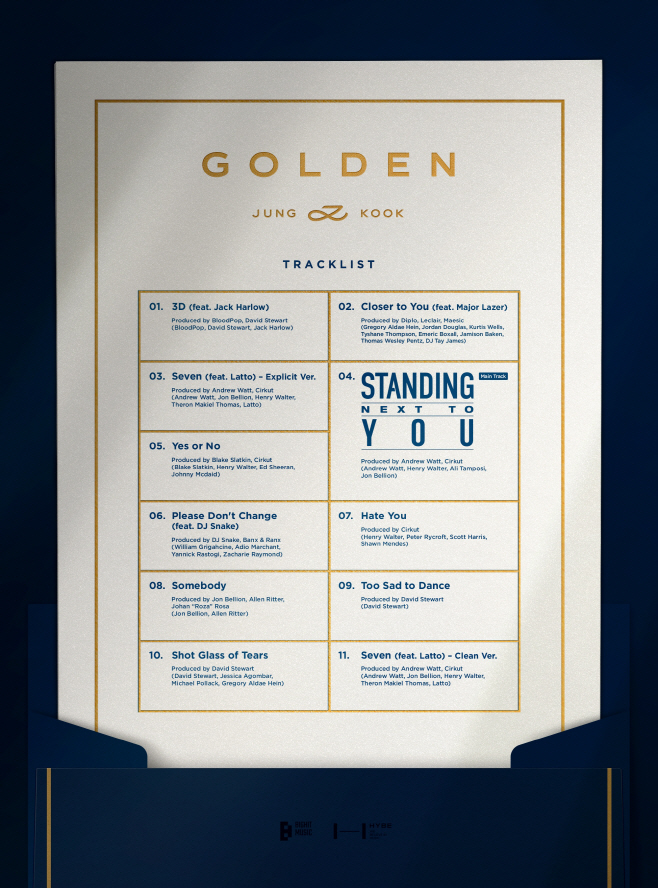 방탄소년단 정국_솔로 앨범 GOLDEN 트랙리스트