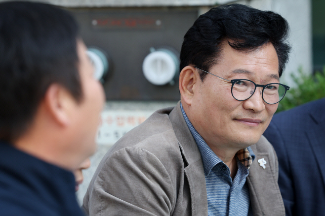 검찰 규탄 농성 나선 송영길 전 대표<YONHAP NO-2440>