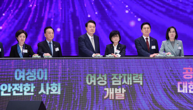 전국여성대회 퍼포먼스하는 대통령