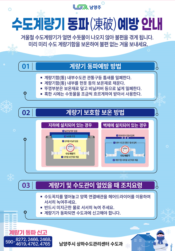 남양주시, 동절기 수도시설 동파 방지