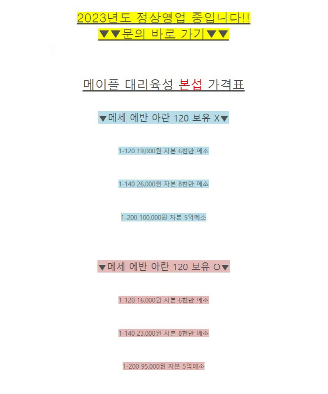 메이플스토리 대리게임 관련 홈페이지