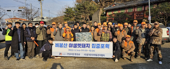 안성시, 비봉산 야생멧돼지 포획활동