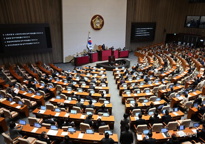 [포토] 국회, '노조법 및 방송3법' 재의의 건 상정