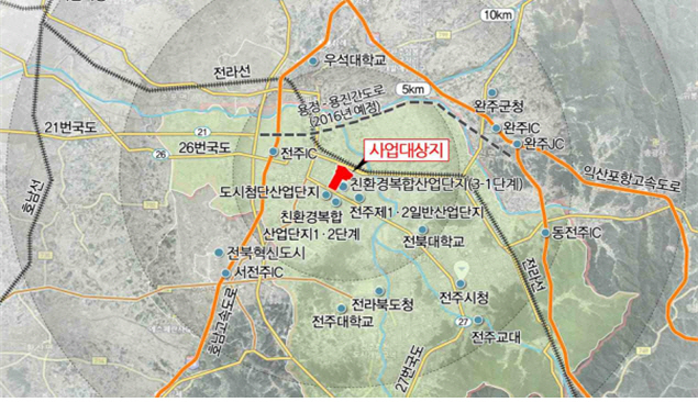 전주 탄소소재 스마트그린 산업단지 위치도