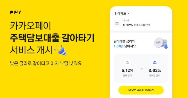 카카오페이, 주택담보대출 갈아타기