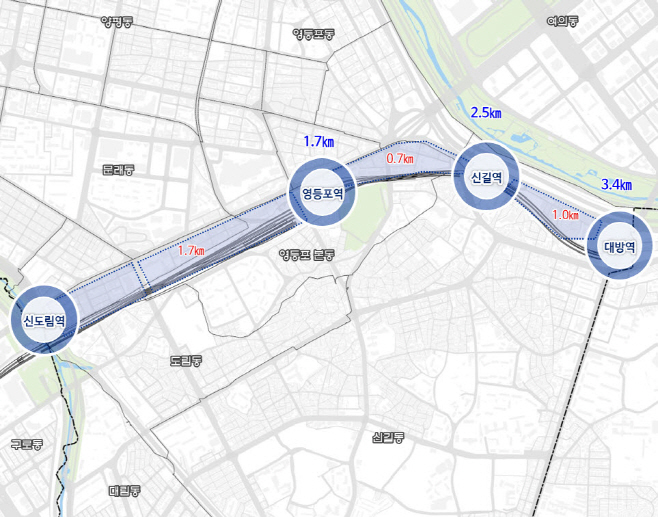 경부선 철도 지하화 노선 위치도