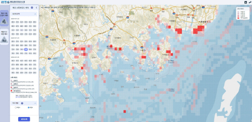 [참고2-1] 경남지역 인근 해상혼잡도 조회 결과