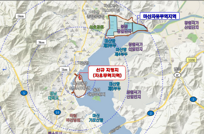 마산 제2자유무역지역 위치도