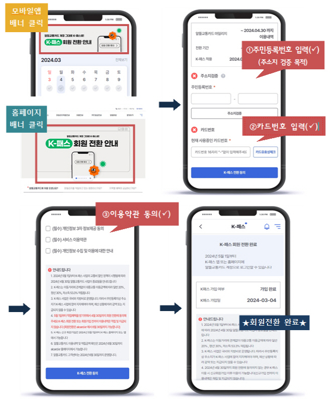 K-패스 회원전환 방법