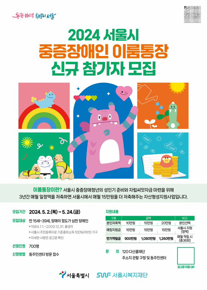 2024 서울시 중증장애인 이룸통장 신규 참가자