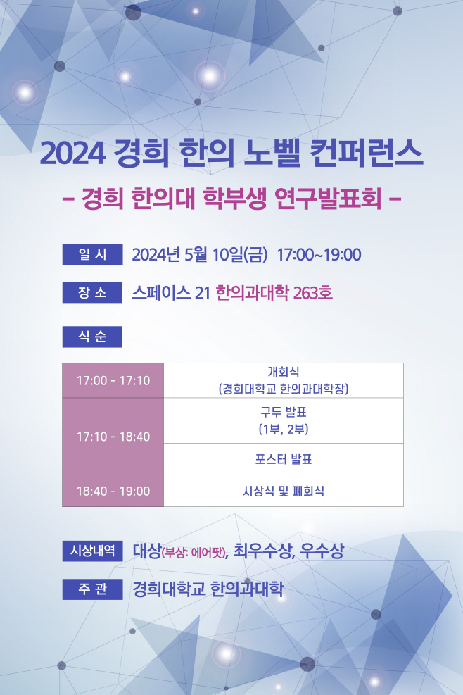 # 2024-22 경희한의 노벨 컨퍼런스 포스터