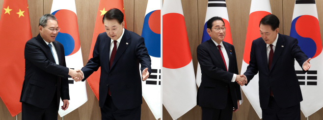 윤석열 대통령, 중국·일본 총리와 연쇄 회담