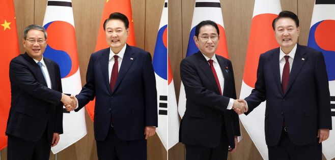 윤석열 대통령, 중국·일본 총리와 연쇄 회담
