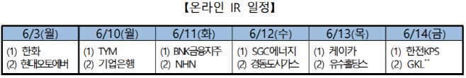 온라인 IR 일정