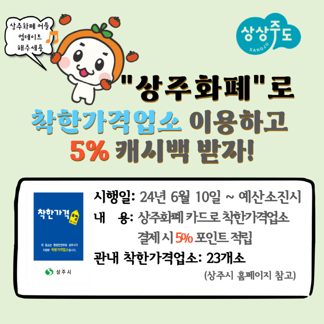 상주화폐 착한가격업소 홍보
