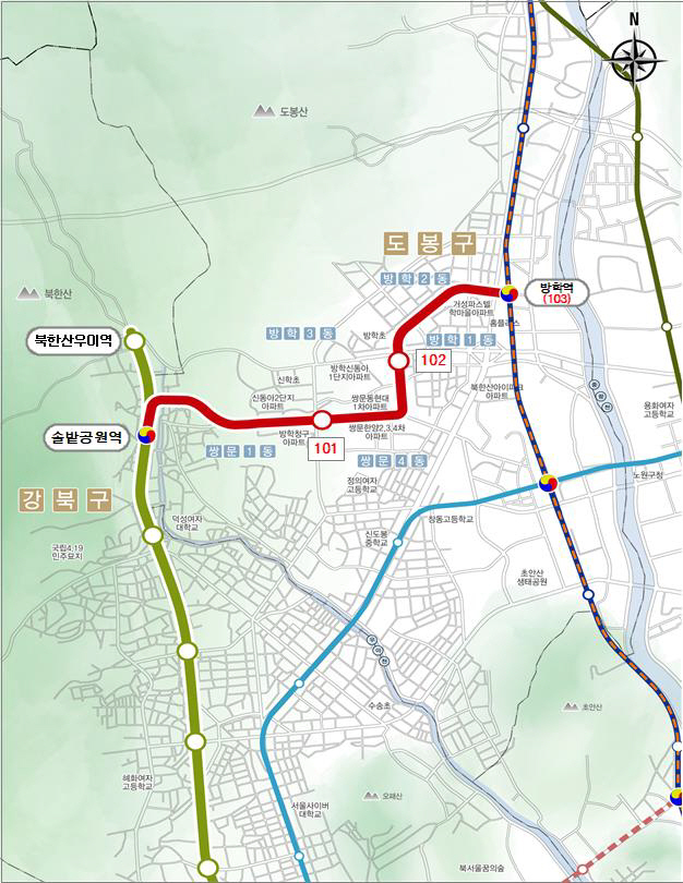 2. [도봉사진] 우이방학경전철 연장선 노선도