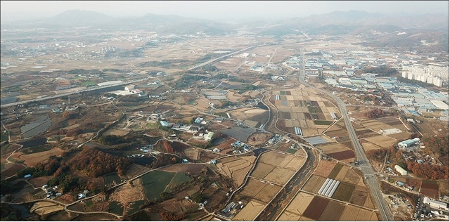 완주 수소특화 국가산단이 조성될 봉동읍 일원 전경