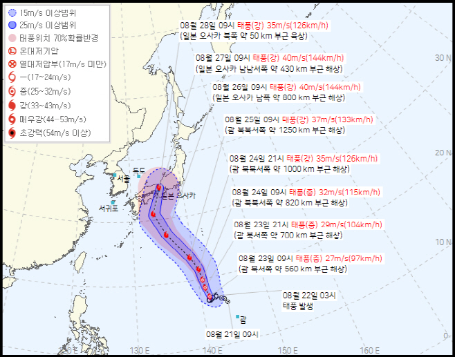 태풍 산산 이동경로