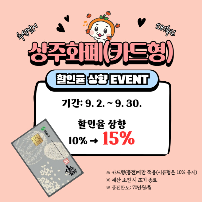 상주화폐 추석맞이 할인율 15% 상향