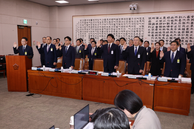 검찰청 국감 증인선서<YONHAP NO-2274>