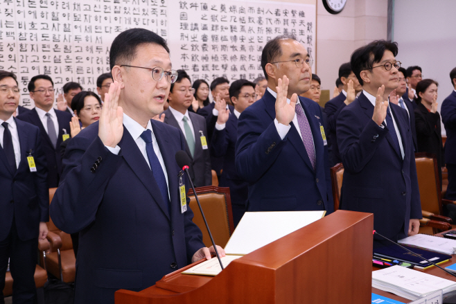 검찰청 국감 증인선서<YONHAP NO-2227>