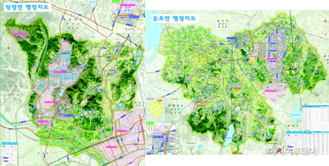 탕정면과 둔포면의 행정지도