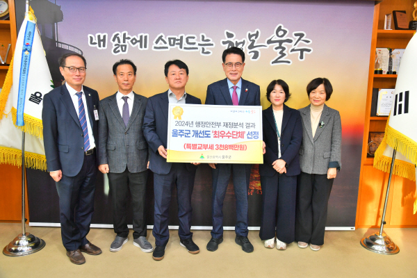 울주군, 2024년 재정분석 평가결과 개선도 분야 ‘최우수’