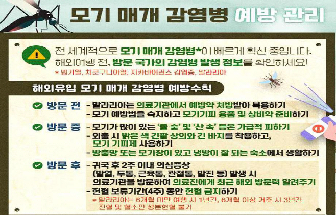 예산군, 말라리아 의심 증상 시 무료검사 실시