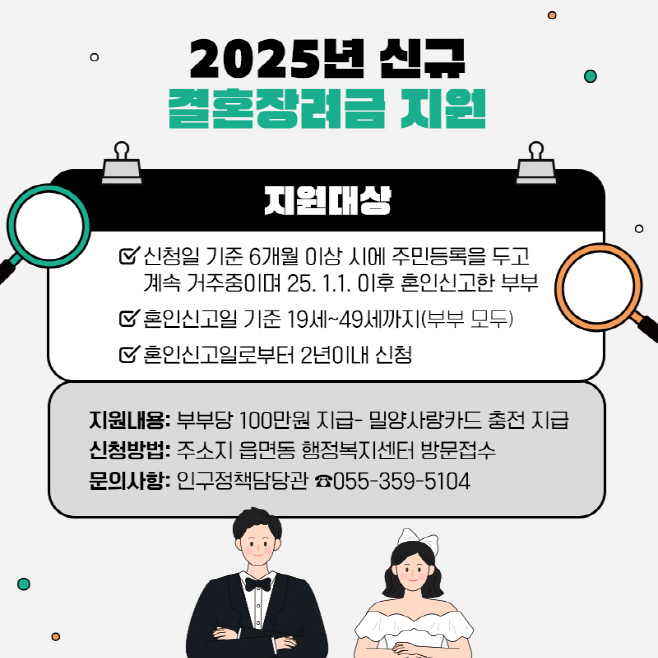 20250131-밀양시, 신혼부부 결혼장려금 100만 원 지원 시작