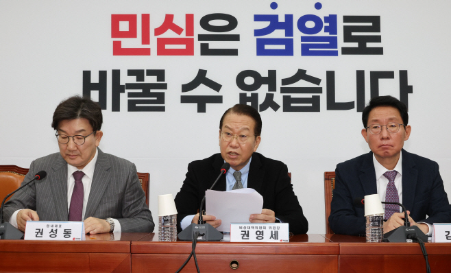 비대위원 회의에서 발언하는