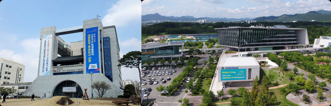 사진 좌측 전주시청 전경사진 완주군청 전경