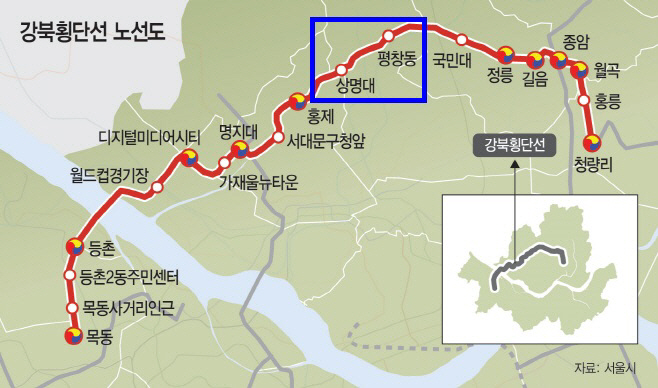 강북횡단선 노선도