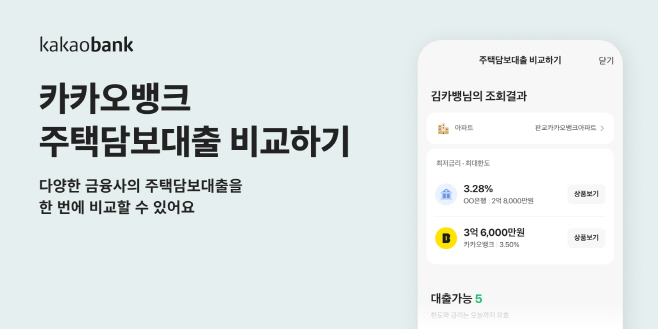 [보도자료 이미지] 카카오뱅크, 주택담보대출 비교하기 출시