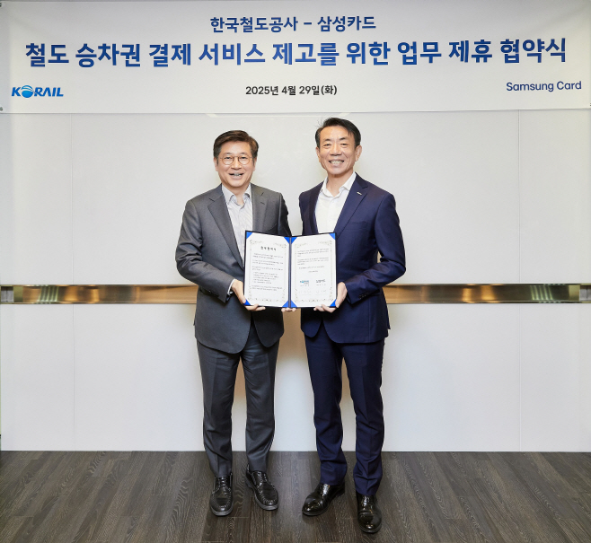 (사진자료 1) 삼성카드, 한국철도공사와 제휴카드 출시 등을 위한 전략적 업무 협약 체결