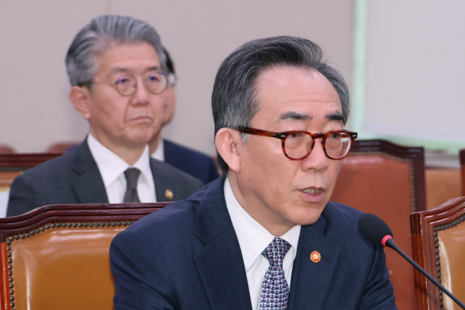 답변하는 조태열 외교부 장관<YONHAP NO-4413>