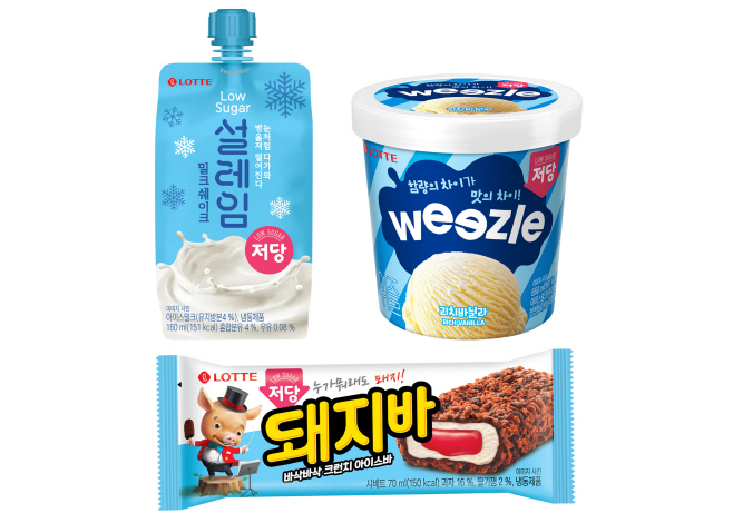 사진1__돼지바 저당_, _설레임 밀크쉐이크 저당_, _위즐 리치바닐라 저당_ 신제품 3종 제품 패키지 모음