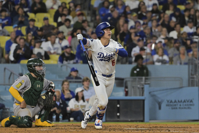 APTOPIX Athletics Dodgers Baseball <YONHAP NO-5121> (AP)