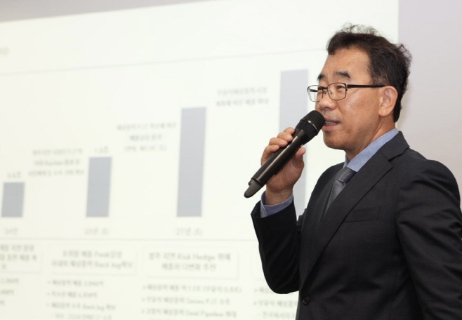 이승철 SK오션플랜트 대표이사가 여의도 미래에셋증권에서 열린 CEO Analyst Comm. Day에서 사업계획을 설명하고 있다 (1)