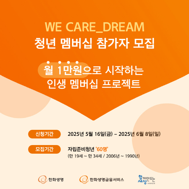 WE CARE_DREAM 청년 멤버십 모집 이미지